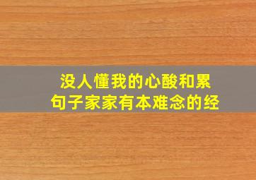 没人懂我的心酸和累句子家家有本难念的经