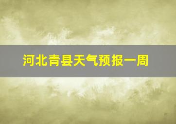 河北青县天气预报一周