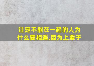 注定不能在一起的人为什么要相遇,因为上辈子