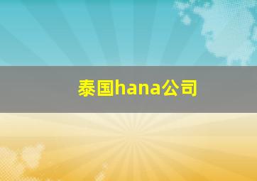 泰国hana公司