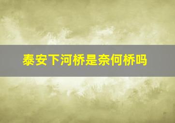 泰安下河桥是奈何桥吗