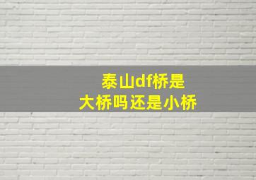 泰山df桥是大桥吗还是小桥