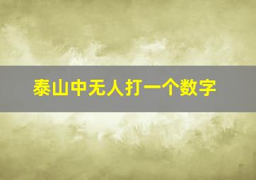 泰山中无人打一个数字