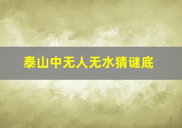 泰山中无人无水猜谜底