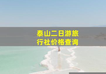 泰山二日游旅行社价格查询