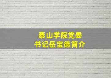 泰山学院党委书记岳宝德简介