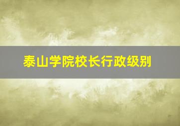 泰山学院校长行政级别