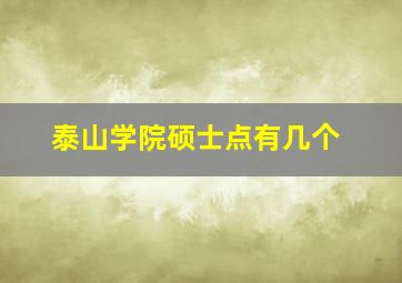 泰山学院硕士点有几个