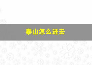 泰山怎么进去