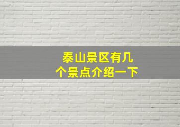 泰山景区有几个景点介绍一下