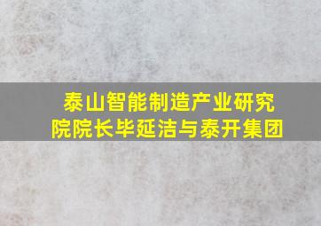 泰山智能制造产业研究院院长毕延洁与泰开集团