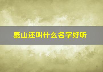 泰山还叫什么名字好听