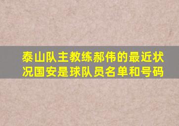 泰山队主教练郝伟的最近状况国安是球队员名单和号码