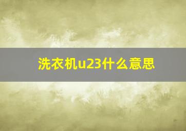 洗衣机u23什么意思