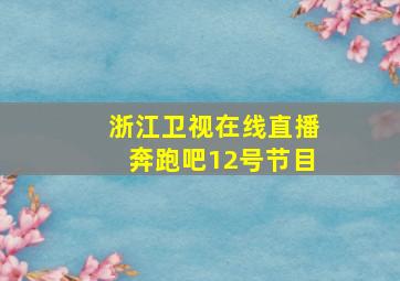 浙江卫视在线直播奔跑吧12号节目