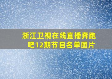 浙江卫视在线直播奔跑吧12期节目名单图片