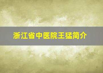 浙江省中医院王猛简介