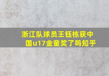 浙江队球员王钰栋获中国u17金童奖了吗知乎