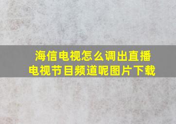 海信电视怎么调出直播电视节目频道呢图片下载