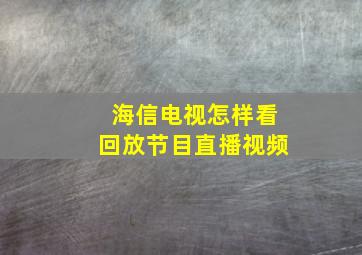 海信电视怎样看回放节目直播视频