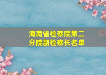 海南省检察院第二分院副检察长名单