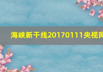 海峡新干线20170111央视网