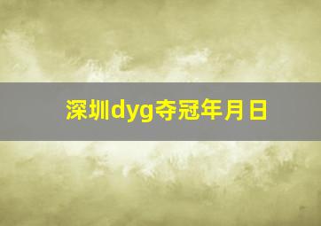 深圳dyg夺冠年月日