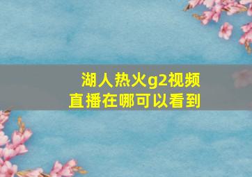 湖人热火g2视频直播在哪可以看到