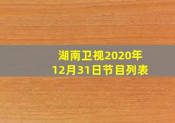 湖南卫视2020年12月31日节目列表