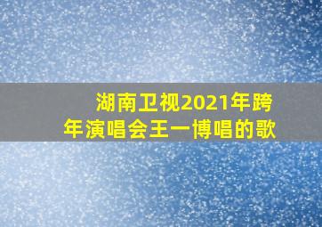 湖南卫视2021年跨年演唱会王一博唱的歌