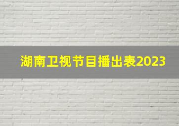 湖南卫视节目播出表2023