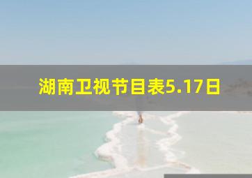 湖南卫视节目表5.17日