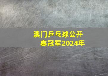 澳门乒乓球公开赛冠军2024年