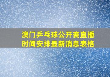 澳门乒乓球公开赛直播时间安排最新消息表格