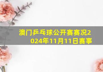 澳门乒乓球公开赛赛况2024年11月11日赛事