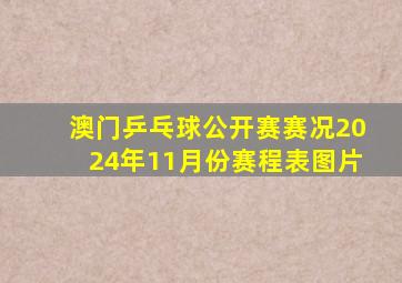 澳门乒乓球公开赛赛况2024年11月份赛程表图片