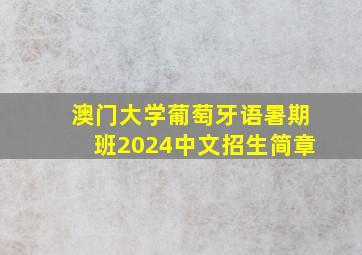 澳门大学葡萄牙语暑期班2024中文招生简章