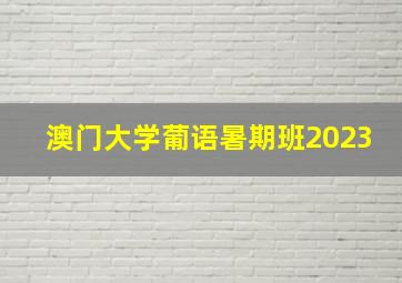 澳门大学葡语暑期班2023