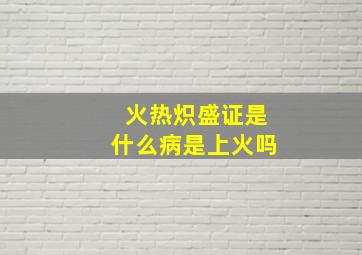 火热炽盛证是什么病是上火吗