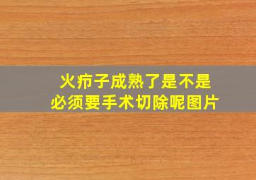 火疖子成熟了是不是必须要手术切除呢图片