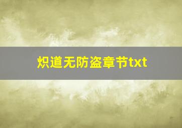 炽道无防盗章节txt