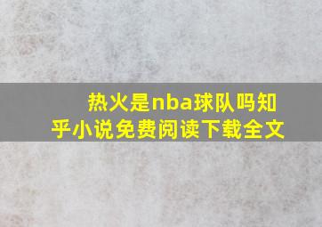 热火是nba球队吗知乎小说免费阅读下载全文