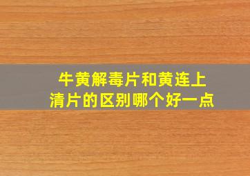 牛黄解毒片和黄连上清片的区别哪个好一点