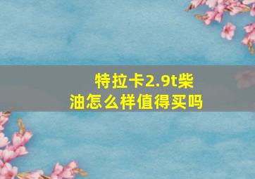 特拉卡2.9t柴油怎么样值得买吗