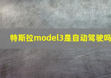 特斯拉model3是自动驾驶吗