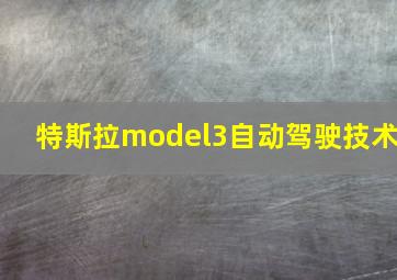 特斯拉model3自动驾驶技术