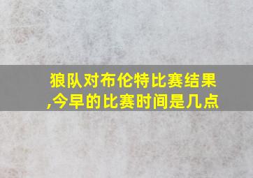 狼队对布伦特比赛结果,今早的比赛时间是几点