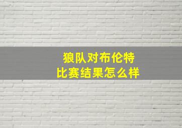 狼队对布伦特比赛结果怎么样