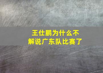 王仕鹏为什么不解说广东队比赛了