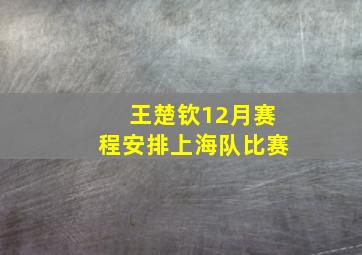 王楚钦12月赛程安排上海队比赛